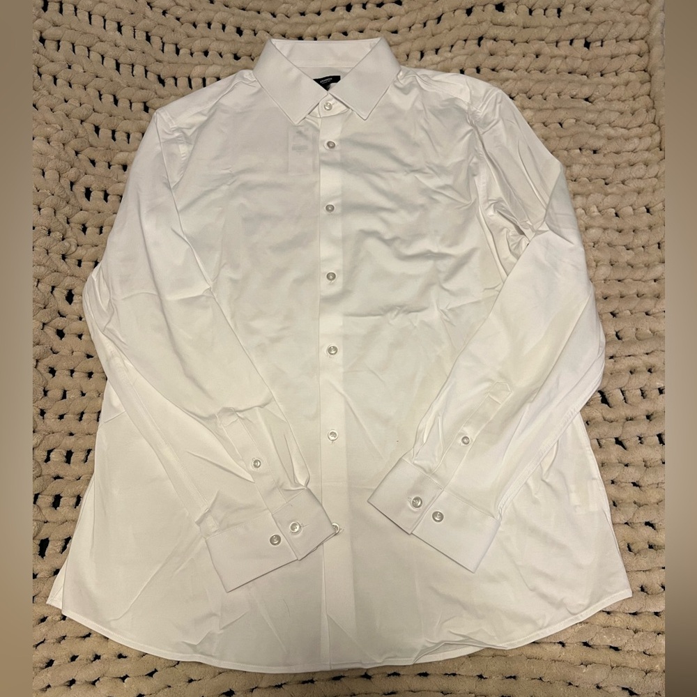 Men’s Express White Dress Shirt Long Sleeve Button-Down